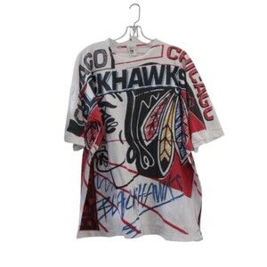 VTG Magic Johnson All Over Print Chicago Blackhawks  Shirt Men's Large - Rare